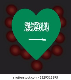 Saudi Arabia flag heart. vector illustration solated on black background
