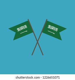 Saudi Arabia flag icon in flat design. Independence day or National day holiday concept.