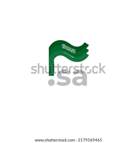 Saudi Arabia flag icon. Original simple design of the saudi arabian flag, map marker. Design element, template national poster with sa domain. State patriotic banner. Vector illustration