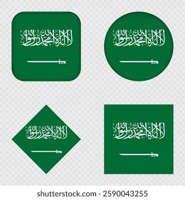 Saudi Arabia Flag Icons Pack. Vector illustration.
