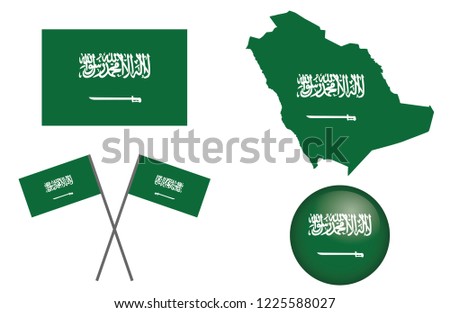 Saudi Arabia , Flag , Map and Badge