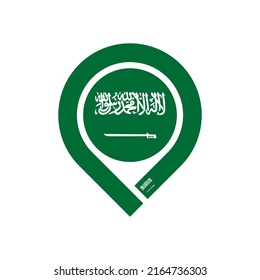 icono del pin del mapa de la bandera arabia saudita. ilustración vectorial aislada en fondo blanco