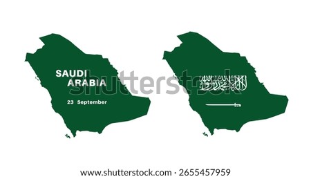  saudi arabia flag and map set. saudi arabia flag in official colors and proportions., map
