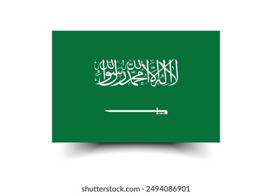 Saudi Arabia flag. Flag of Saudi Arabia. The official ratio. Flag icon. Standard color. Standard size. A rectangular flag. Computer illustration. Digital illustration. Vector illustration.