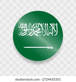 Saudi-Arabien Flagge auf Knopfdruck glänzend Glas