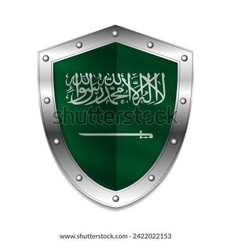 Saudi arabia flag on shield vector illustration