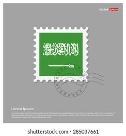 Saudi Arabia Flag Postage Stamp on white background. Vector illustration.