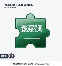 Saudi Arabia flag flag puzzle pieces. vector illustration isolated on a white background