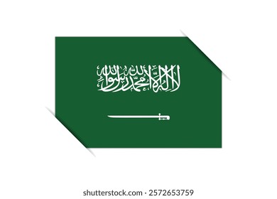 Saudi Arabia flag - rectangle colorful flag representing a country cultural identity and heritage. The essence of national pride and unity. Attached by the corners in a paper album