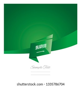 Saudi Arabia flag ribbon New abstract origami green background banner vector