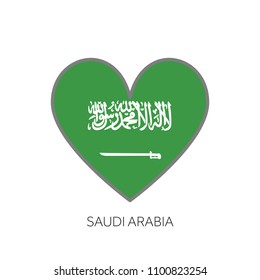 Saudi Arabia flag romance love heart shaped vector icon