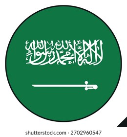 Ilustración vectorial de icono de círculo redondo de bandera de Arabia Saudita