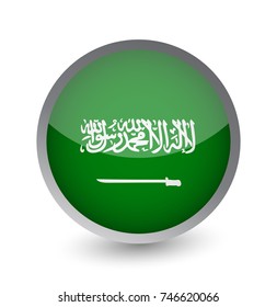 Saudi Arabia Flag Round Glossy Icon. Vector illustration.