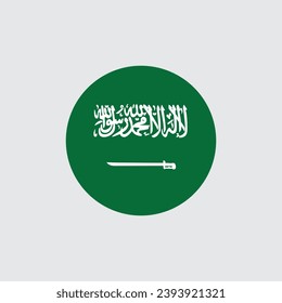 Saudi Arabia flag round icon, badge or button. National symbol of Saudi Arabia. Vector illustration.