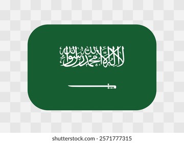 Saudi Arabia flag - rounded rectangle colorful flag representing a country cultural identity and heritage. The essence of national pride and unity. Vector flag on transparent background.