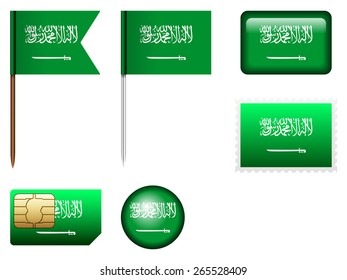 Saudi Arabia flag set on a white background. 