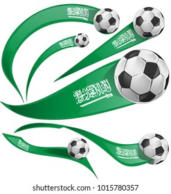 
Saudi Arabia flag set with soccer ball