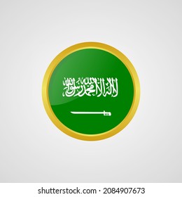 Saudi Arabia flag in the shape of a circle with a golden circle can be used as a graphic design or a country icon