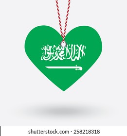 Saudi Arabia flag in the shape of a heart with hang tags