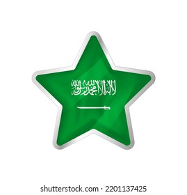 Bandera de Arabia Saudita en estrella. Estrella de botón y plantilla de marca. Fácil edición y vector en grupos. Ilustración vectorial de bandera nacional sobre fondo blanco.