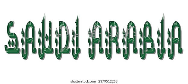 SAUDI ARABIA flag text font, 3D SAUDI ARABIA colorful background, SAUDI ARABIA flag vector illustration