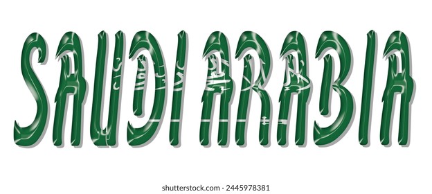 Saudi Arabia flag text font, 3D Saudi Arabia flag colorful background, Saudi Arabia flag vector illustration