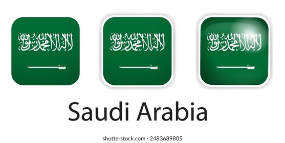 Iconos vectoriales de la bandera de Arabia Saudita establecidos en forma de cuadrado redondeado
