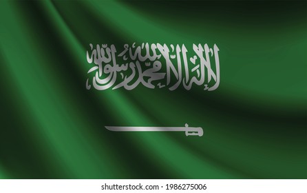 Bandera de Arabia Saudita ondeando. antecedentes de diseño patriótico y nacional. ilustración vectorial  