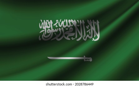 Saudi Arabia flag waving. Background for patriotic and national design. Vector illustration