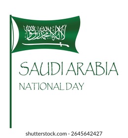 Saudi Arabia flag waving on white background