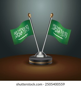 Banderas de Arabia Saudita, fondo de color degradado oscuro