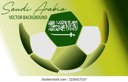 Fußballmeisterschaftsbanner in Saudi-Arabien. Flagge von Saudi-Arabien, Vektorgrafik abstrakter Fußballball mit saudischer Nationalflagge