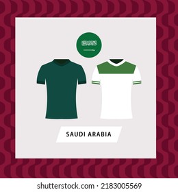 Saudi Arabia Football National Team Uniform Vector Flat Illustration. Middle East Country Football Team.