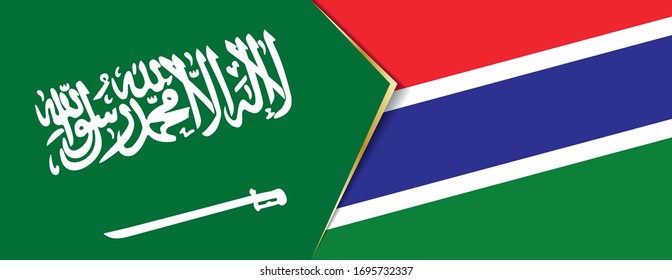 Saudi Arabia and Gambia flags, two vector flags symbol of relationship or confrontation.