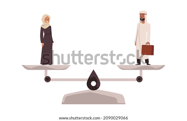 Saudi Arabia Gender Equality Cartoon Vector Stock Vector Royalty Free