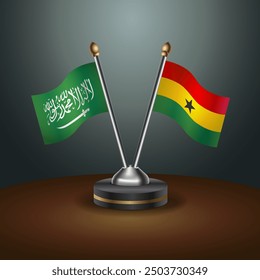 Saudi Arabia - Ghana Cooperation Flag, Dark gradient color Background