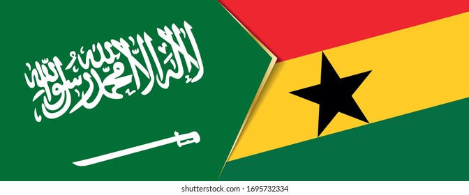 Saudi Arabia and Ghana flags, two vector flags symbol of relationship or confrontation.