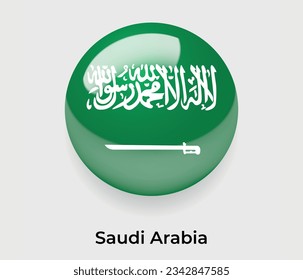 Arabia Saudita lustroso bandera nacional burbuja forma redonda icono ilustración vectorial vidrio