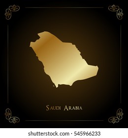 Saudi Arabia golden map. Luxurious design element, vector illustration. 