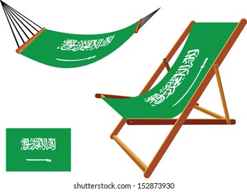 saudi arabia hammock and deck chair set against white background, abstract vector art illustration