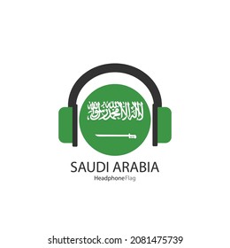 Bandera de audífono saudita vector sobre fondo blanco. 