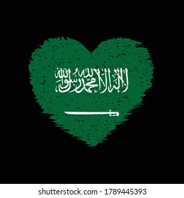 Arabia Saudita Bandera de forma de corazón Estilo de vintage de angustia