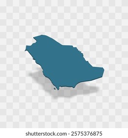 Saudi Arabia high detailed vector representation of country silhouette. 3D map on transparent background with dropped shadow. For educational, decorative, or informational use.