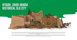 Saudi Arabia Historical Old City Vector Illustration Art.  