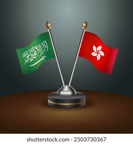 Saudi Arabia - Hong Kong Cooperation Flag, Dark gradient color Background