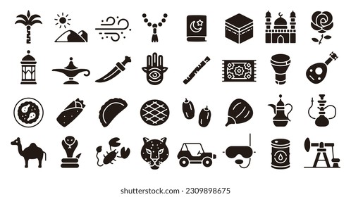 Saudi Arabia icon set (Flat silhouette version)