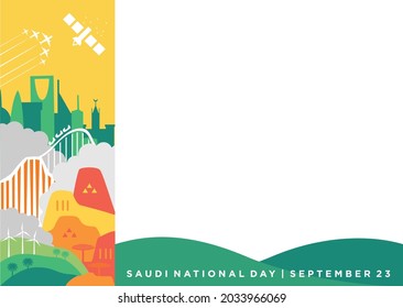 Saudi Arabia Independence Day. Arabic Translation: Saudi National Day. 23rd September. Vector Logo Illustration.