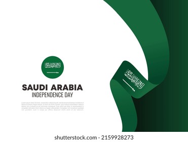 Saudi arabia independence day background with arab flag green color for national celebration on September 23.