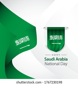 Plantilla vectorial del día de la independencia de Arabia Saudita. Ilustración de diseño para banner; publicidad; tarjetas de felicitación o impresión. Diseñar la celebración de la felicidad.