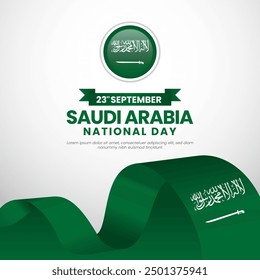 Día de la independencia de Arabia Saudita ondeando la bandera de la cinta copia espacio de diseño de fondo